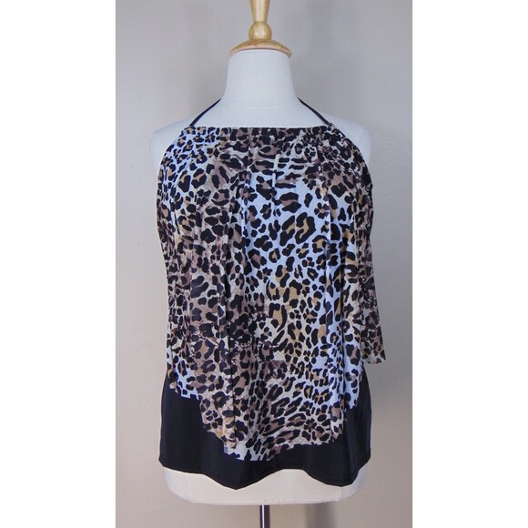 New Swimsuits For All Halter Swim Suit Top Womens 22 Animal Print Bathingsuit - Picture 1 of 9